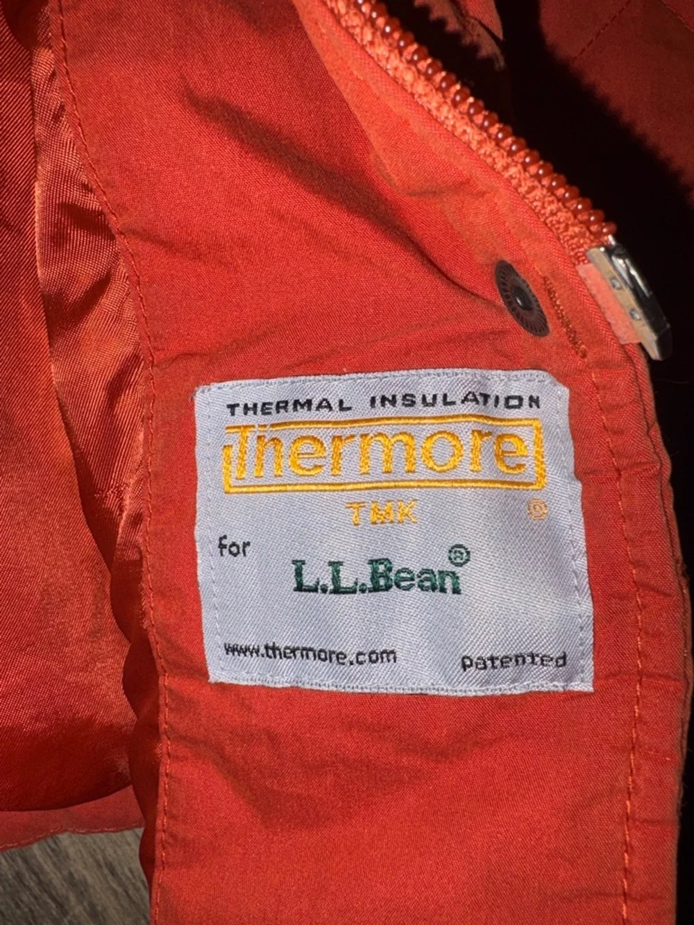 LL Bean barn jacket  Orange Quilted Thermore Women's Size XL - Picture 4 of 5